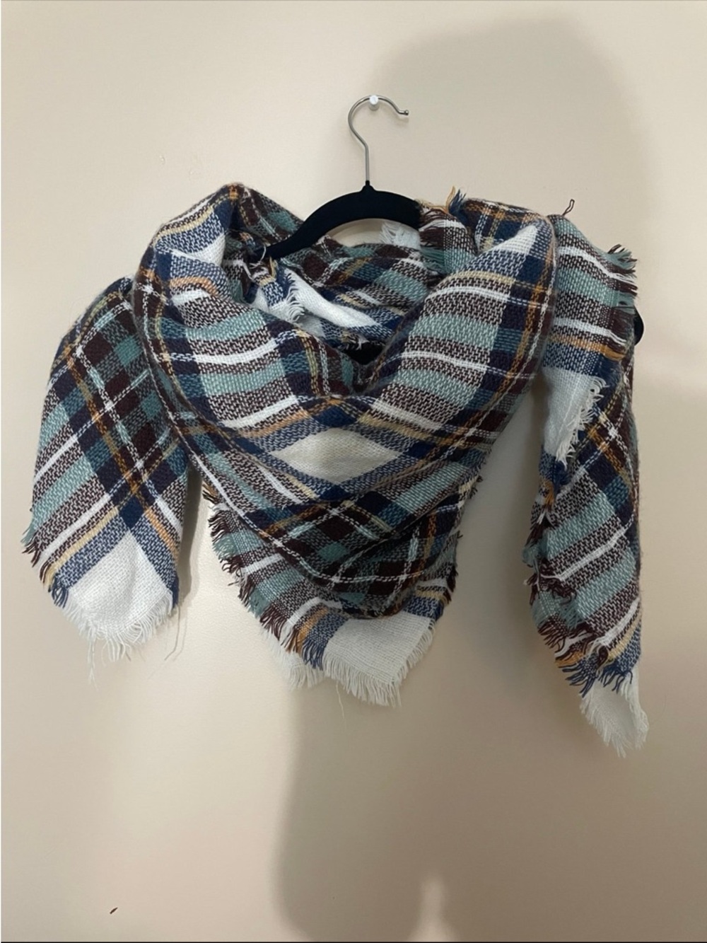 Plaid Fringe Blanket Scarf